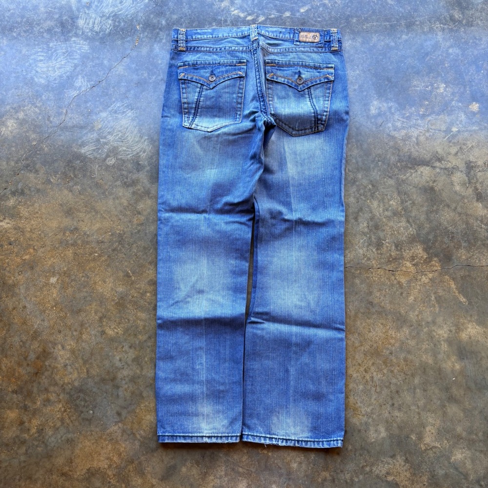 Pepe Jeans London‎ Mens 38x33 Blue Denim Straight Leg Flap Pocket Vintage Jeans